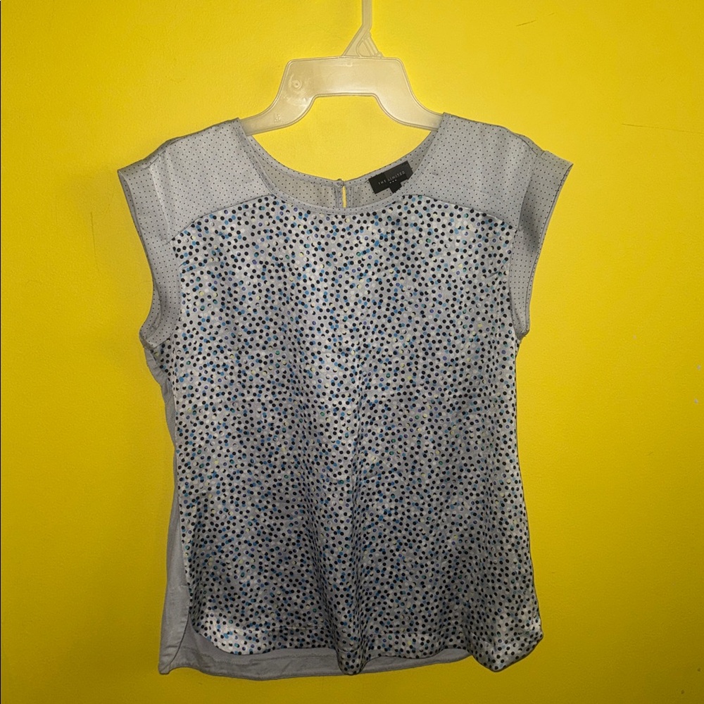 🩵The Limited Blue and Gray Polka Dot Top EUC
